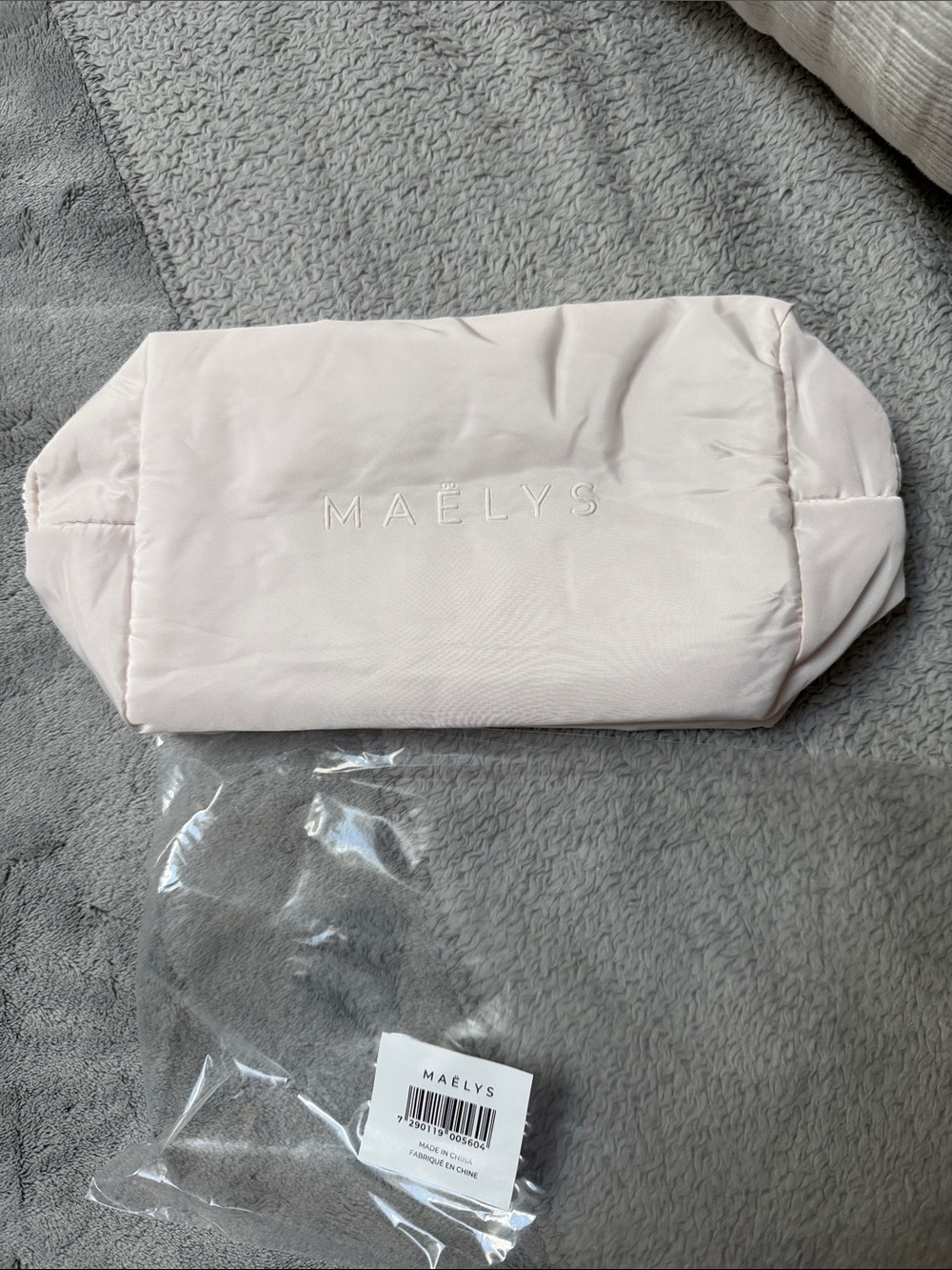 Maelys Light Pink Cosmetic Pouch - Soft Quilted Travel Case